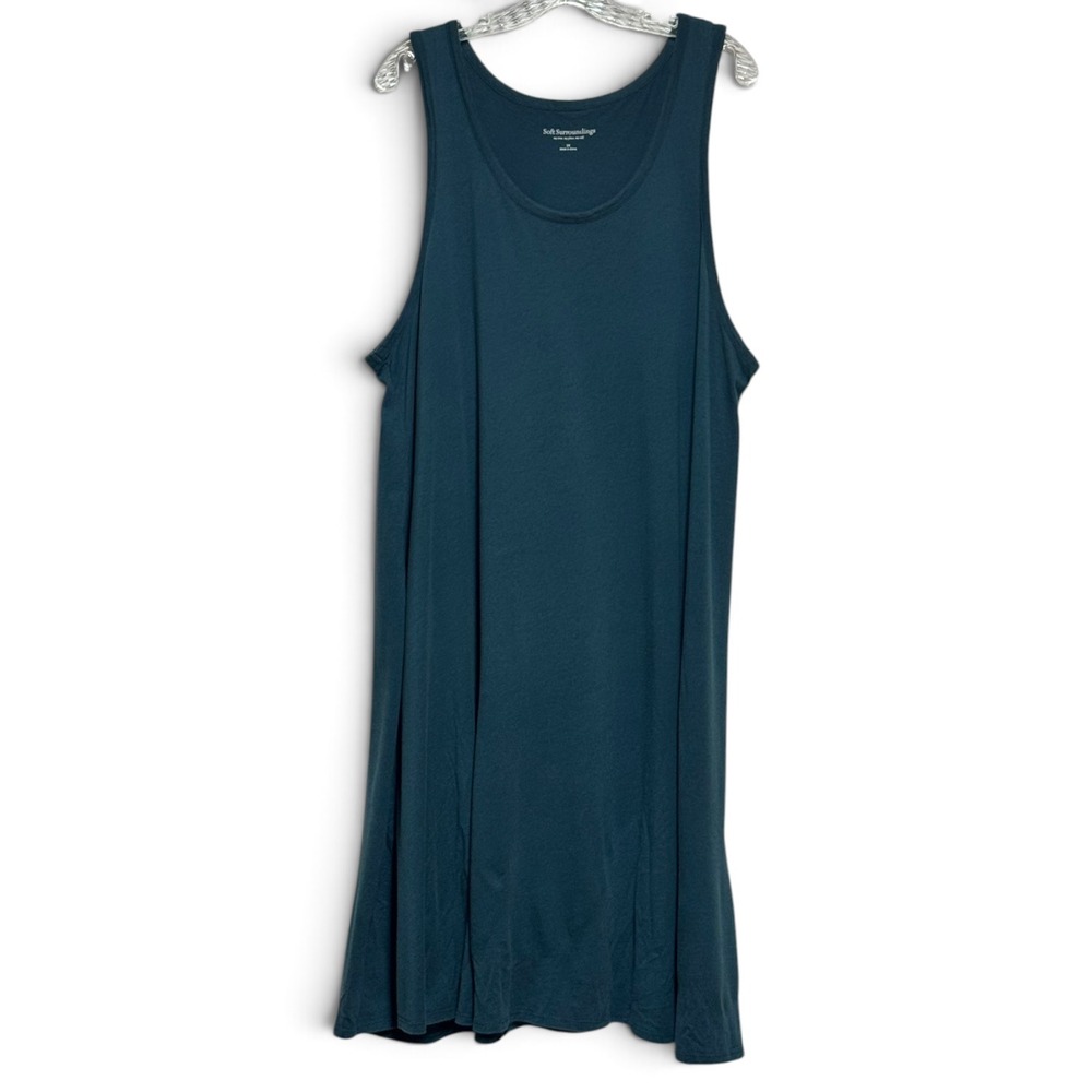 Soft Surroundings Cotton Modal Sleeveless Midi Shift Dress Teal Blue-Green 2X
